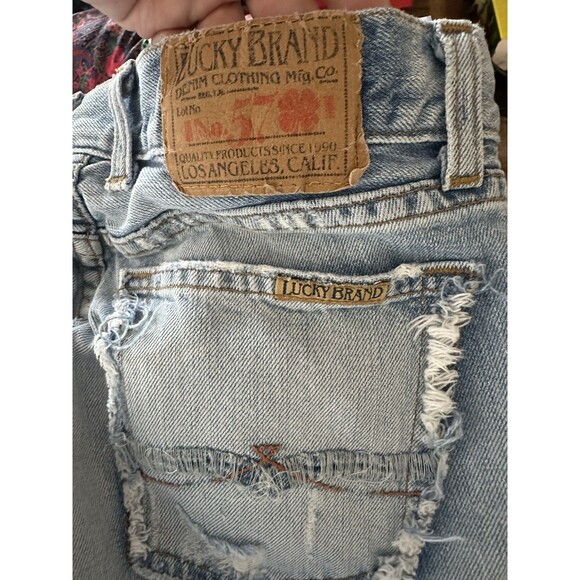 Lucky Brand Sweet Dream Jeans 26 (2) Made USA Distressed Patch Pocket Y2K Boot - Picture 3 of 8